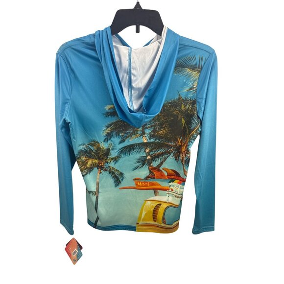 Uzzi Youth Rash Guard Hoodie M 10-12 Surf Beach Palm Tree UV Shirt - Picture 4 of 8